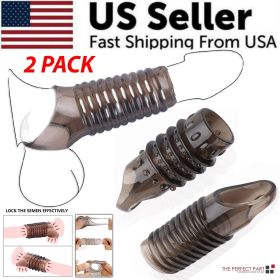 2PCS Reusable Cock Ring Glans Penis Enlarger Delayed Ejaculation Sleeve Extender