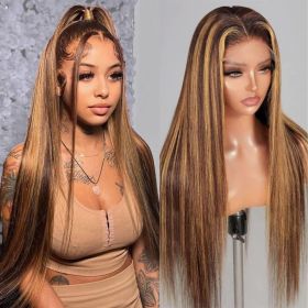 4x4 Lace Straight Human Hair Wig Density (Option: Highlight P427-14inch)