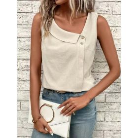 Multi-Color Casual Diagonal Collar Button Vest For Women (Option: Apricot-XL)