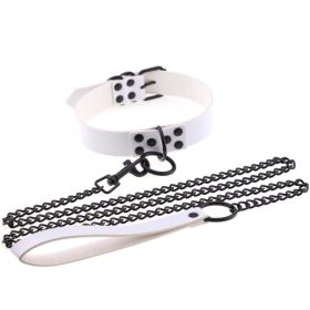 Personalized leather collar (Option: White)
