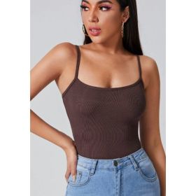 Solid Color Halter Top For Women (Option: Brown-XL)