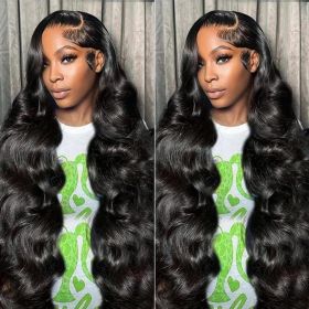 13x6 Lace Front Human Hair Wig Natural Color, Body Wave, Density (Option: Natural Color-16inch)