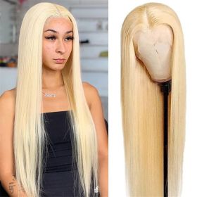 13x4 Lace Front Human Hair Wig 613 Straight Density (Option: Blonde 613-16inch)