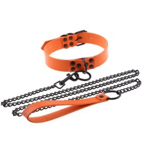 Personalized leather collar (Option: Orange)