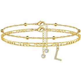 26 Letters Anklet Zircon Letters Simple (Option: L)