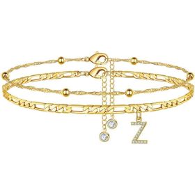 26 Letters Anklet Zircon Letters Simple (Option: Z)