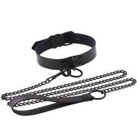 Personalized leather collar (Option: Black)