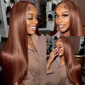 13x4 HD Lace Front Wig, Human Hair, Natural Brazilian Brown Wig, Women's Unprocessed Virgin Hair Wig (Option: 16inch)