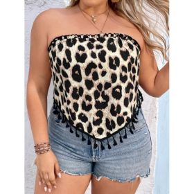 Plus Size  Print Tassel Trim  Summer Top (Option: Style2-XL)